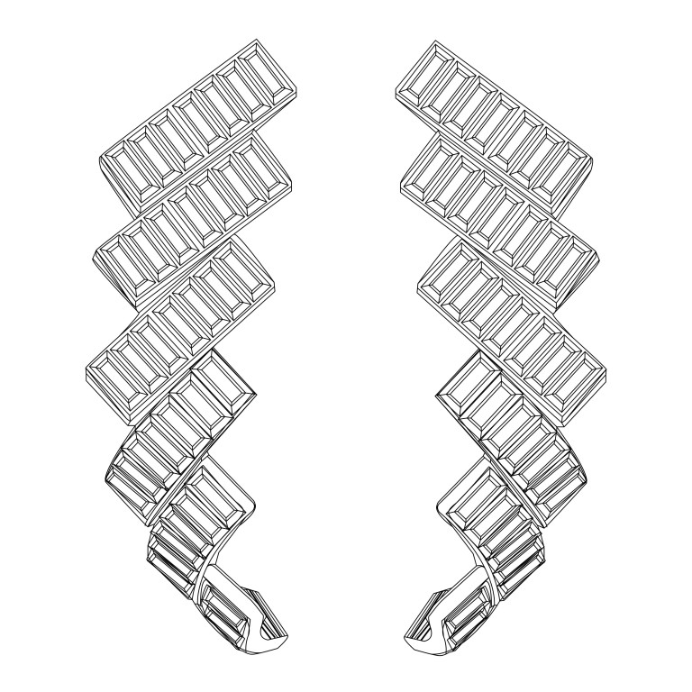 BALENCIAGA  Baguette-crystal curved earrings